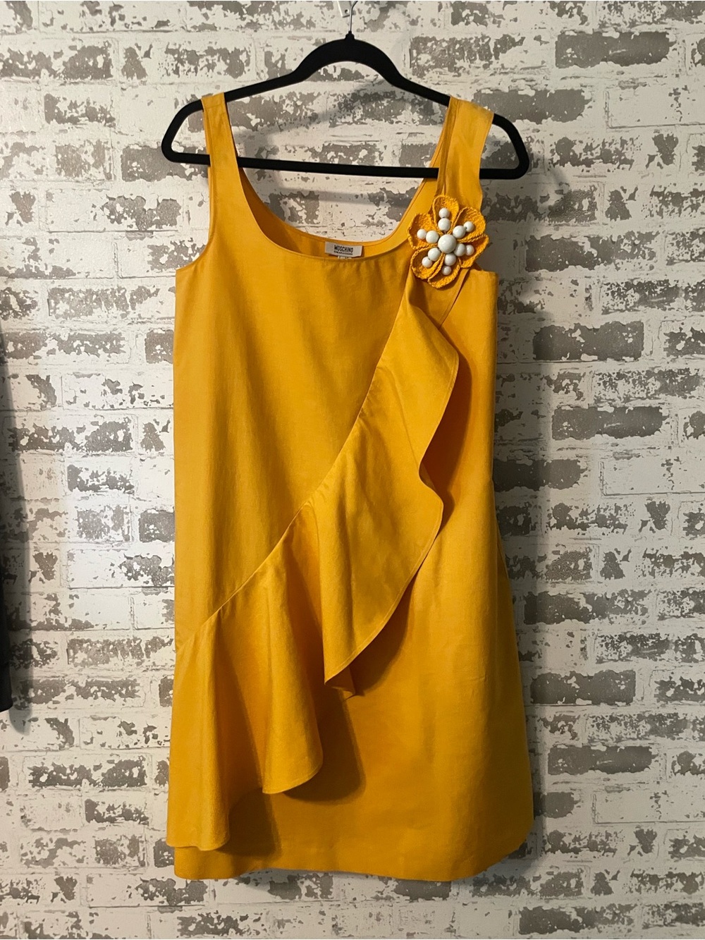 Vintage Moschino Cheap & Chic Yellow Sunflower Ruffle Dress Size 8